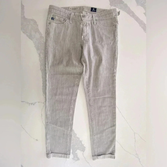 AG Adriano Goldschmied The Stilt Roll-Up Striped Cigarette Jeans Women’s 27R EUC - Picture 2 of 11